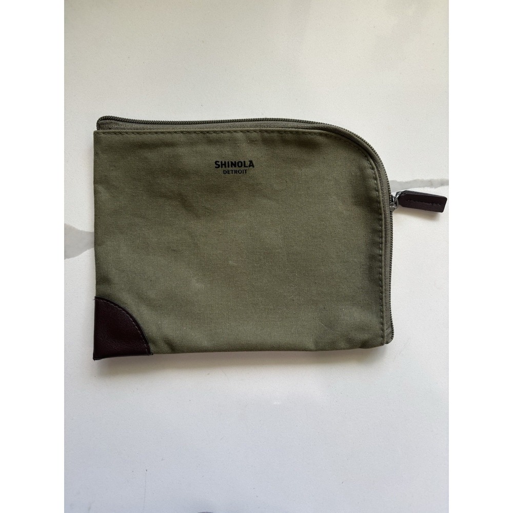 Shinola Detroit Canvas Toiletry Travel Bag Pouch Olive American Airlines 8"x6"